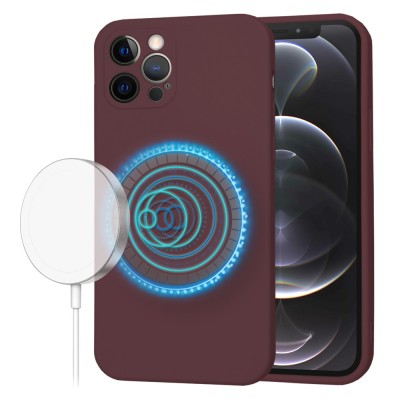 Husa silicon iPhone 12 Pro Techsuit SoftFlex MagSafe, bordo foto