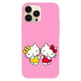 Husa compatibila cu Apple iPhone 14 Pro Max, Viceversa, model Hello Kitty and Mimmy White, Silicon, TPU, Transparent, Carcasa