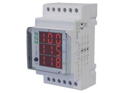 Ampermetru digital F&amp;amp;F True RMS montare șină DIN 165-265V AC 0-1000A LED foto