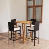 Set mobilier bar de gradina cu perne, 5 piese, negru GartenMobel Dekor, vidaXL