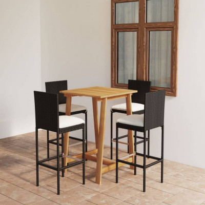 Set mobilier bar de gradina cu perne, 5 piese, negru GartenMobel Dekor foto