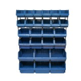 Stand cu 26 cutii pentru depozitare / organizare, cutie din plastic albastra,1020x510x1350mm