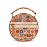 Cumpara ieftin Geanta dama rotunda din pluta Mozaic