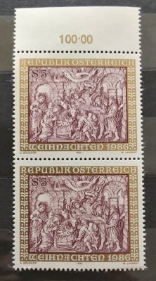 Austria - 1986 - Craciunul - Serie neuzata, in pereche foto
