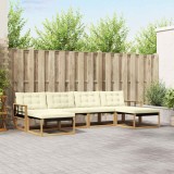 vidaXL Set de canapele de exterior cu pernă 6 pcs Alb și crem 3388952