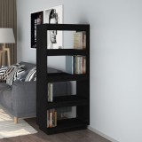 VidaXL Bibliotecă/Separator cameră negru 60x35x135 cm lemn masiv pin