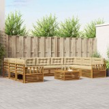 vidaXL Seturi de canapele 10 pcs Natural și Bej Lemn Solid de Acacia 3374163