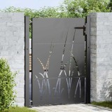 VidaXL Poartă de grădină, Poartă de grădină 105x75 cm din oțel corten design iarbă
