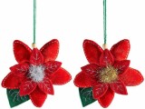 Set 2 ornamente brad Craciunite textil multicolor cm 18,5 x 16 H