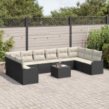 Cumpara ieftin Set de canapele pentru grădină 11 pcs Negru și alb Rattan poli