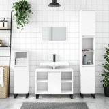 Gossi dulap pentru baie, alb, 80x33x60 cm, lemn compozit