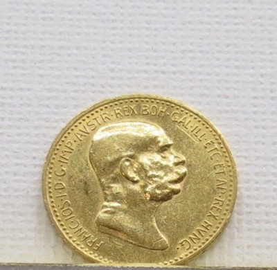 Moneda de aur 10 corona Franz Josef din 1909 foto