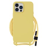 Husa cu snur compatibila apple iphone 15, prindere la gat regrabila, crossbody, galben