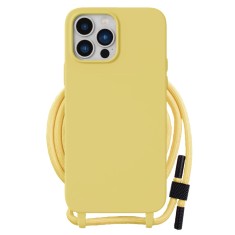 Husa cu snur compatibila apple iphone 15, prindere la gat regrabila, crossbody, galben foto