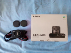 Canon M10 full box + adaptor extern microfon + card 8gb foto