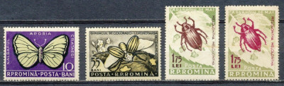 ROMANIA 1956-Lp 413+413a Insecte daunatoare Serie de 3 timbre si eroarea MNH foto