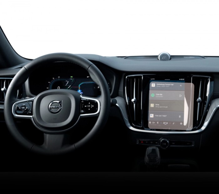 Folie Protectie Navigatie Volvo S60 Recharge 2023+, Duragon, protectie Display Navigatie, silicon Transparent, Anti-zgarieturi, kit instalare