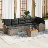 vidaXL Set Canapea Grădină Gri 8 pcs Gri Mare Rattan țesut manual