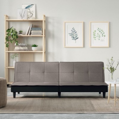 Canapea extensibilă, gri taupe, material textil foto