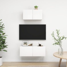 vidaXL Set dulapuri TV, 2 piese, alb, lemn prelucrat