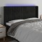 vidaXL Tăblie de pat cu LED, negru, 183x16x118/128 cm, catifea 3124348