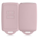 Husa Cheie Auto pentru Renault 4 Butoane - Smart Key, Kwmobile, Roz, Silicon, 48035.52