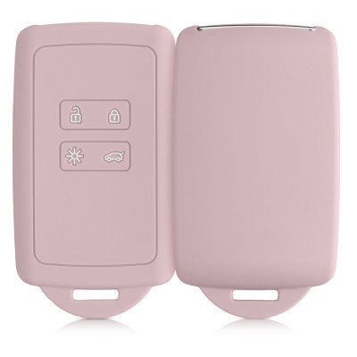 Husa Cheie Auto pentru Renault 4 Butoane - Smart Key, Kwmobile, Roz, Silicon, 48035.52 foto