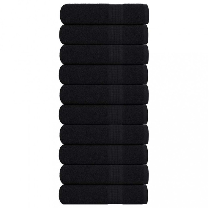 vidaXL Prosoape de m&acirc;nă 10 buc Negru 50x100 cm 360 g/m&sup2; 100% bumbac 136952