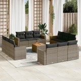 vidaXL Set mobilier de grădină cu perne, 13 piese, gri, poliratan 3224058