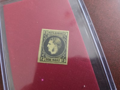 Timbru 2 parale 1866 Carol cu favoriti nestampilat - intrerupere foto