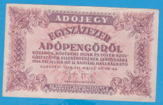 (7) BANCNOTA UNGARIA - 100.000 ADOPENGO 1946 (28 MAI 1946) foto