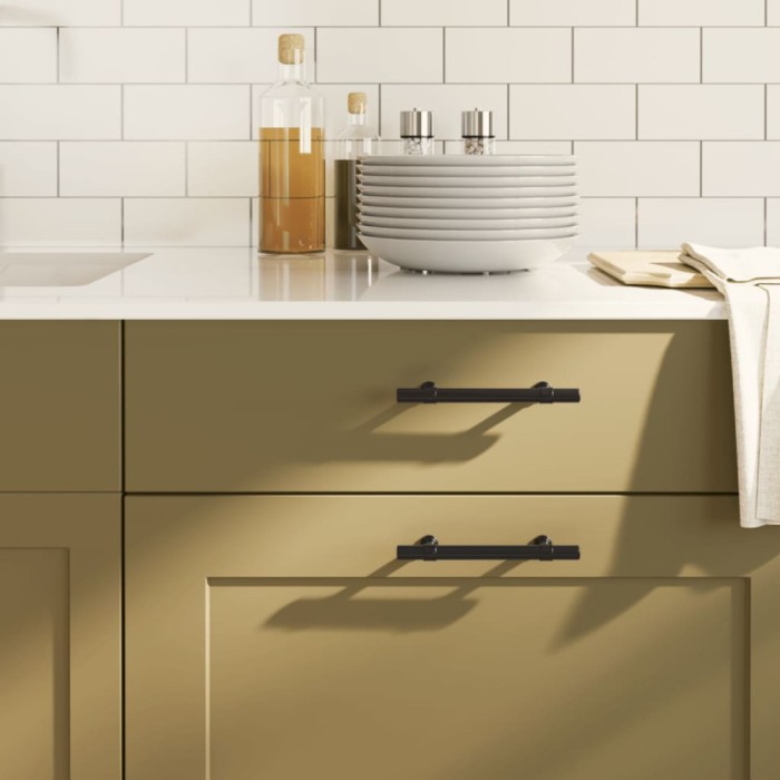vidaXL M&acirc;nere de dulap, 20 buc., negru, 96 mm, oțel inoxidabil 3203692