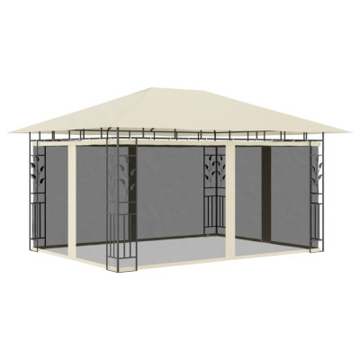vidaXL Pavilion cu plasă anti-ț&amp;acirc;nțari, crem, 4x3x2,73 m, 180 g/m&amp;sup2; foto