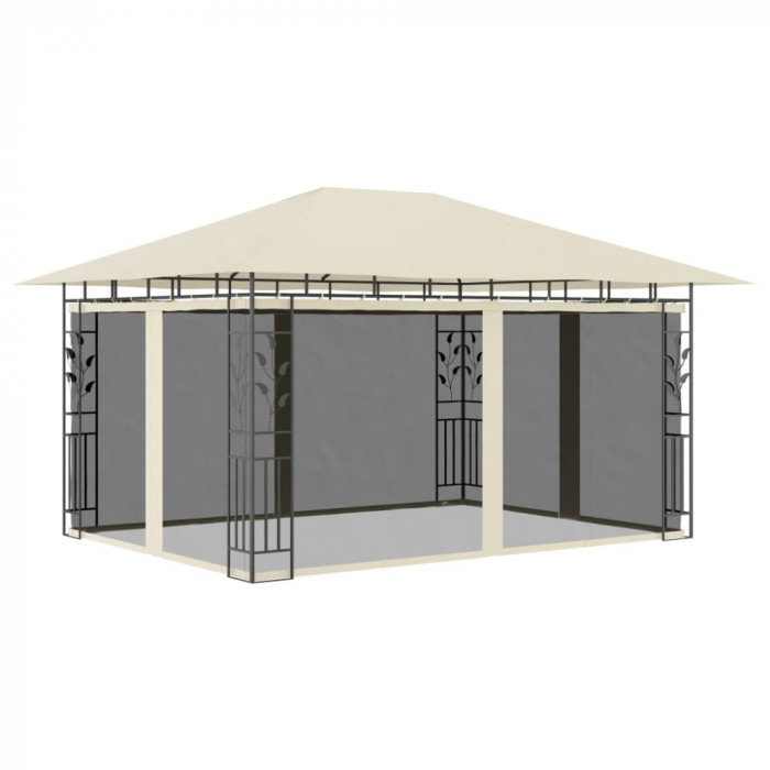 vidaXL Pavilion cu plasă anti-ț&acirc;nțari, crem, 4x3x2,73 m, 180 g/m&sup2;