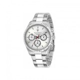 Maserati Competizione Ceas Bărbătesc Cronograf 42 mm cu Brățară Argintie din Oțel Inoxidabil 10 ATM