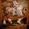A762-Tablou Cavaler medieval in armura pe cal. Ulei pe panza 70/ 50 cm.