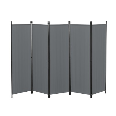 [en.casa]&amp;reg; Paravan Huesca DG, 171 x 250 cm, otel/poliester, gri inchis, pliabil, cu 5 paneluri cu 10 picioare sustinere HausGarden Leisure foto