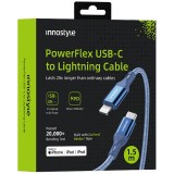 Innostyle Powerflex Usb-C Lightning Mfi Cablu De &Icirc;ncărcare Rapidă Pentru Iphone Kevlar 2M Albastru