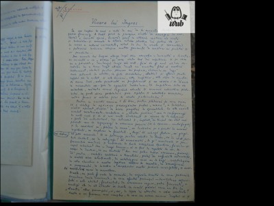 Manuscris/ Articol scris si semnat de Marcel Breslasu -- 2 pg foto