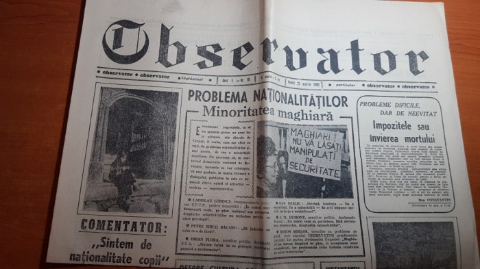 ziarul observator 23 martie 1990-articolul &quot;problema minoritatilor &quot;