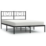 Cumpara ieftin Cadru de pat metalic cu tablie, negru, 150x200 cm