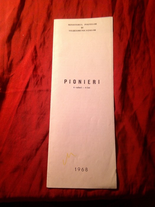 Pliant Prezentare Filatelica Romania 1968 - Pionieri