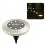 Set 4 lampi solare de sol pentru gradina, 8 LED/lampa, IP44, argintiu
