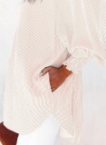 Bluză elegantă pentru femei cu nasturi, ușoară, cu m&acirc;neci lungi &ndash; Nude XS (30-32)