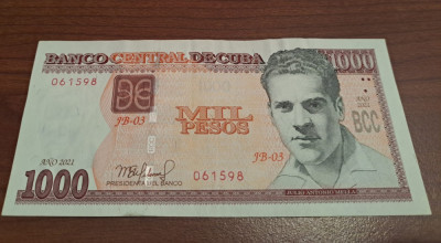 CUBA == BANCNOTA 1000 PESOS 2021 foto