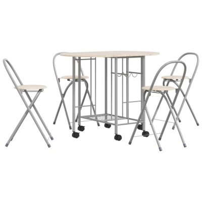 Set masa si scaune de bucatarie pliabile din MDF, 5 piese foto