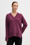 United Colors of Benetton pulover din amestec de l&acirc;nă culoarea violet, 1244D403A