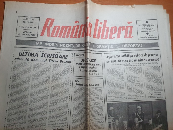 romania libera 31 ianuarie 1990-procesul comunistilor,silviu brucan