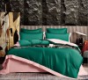Lenjerie din matase,pat dublu,6 piese,verde roz-A862, Talo