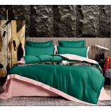 Lenjerie din matase,pat dublu,6 piese,verde roz-A862